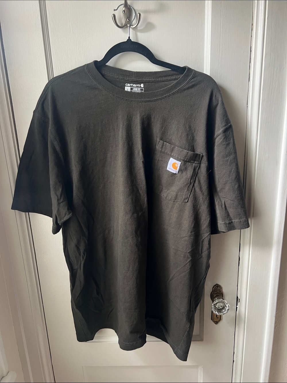 Carhartt Short-Sleeve Pocket Tee in deep green/grey